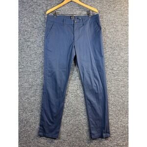 Ben Sherman Mens 34x32 Slim Fit Stretch Chino Pants Blue Geometric Diamond Print
